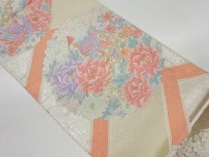 リサイクル　孔雀に花模様織出し袋帯